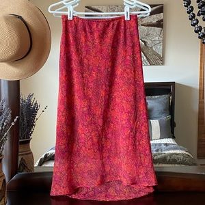 A Byer red floral high-low skirt